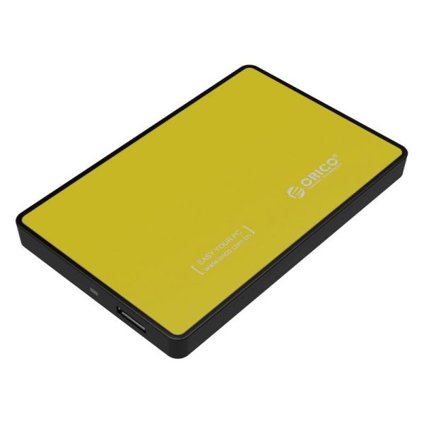 Festplattengehäuse 2,5 Zoll - HDD / SSD - USB3.0 - aus Metall und Kunststoff - Gelb