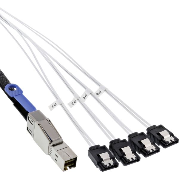 InLine® Mini SAS HD Kabel, SFF-8644 zu 4x SATA, 6Gb/s, 2m