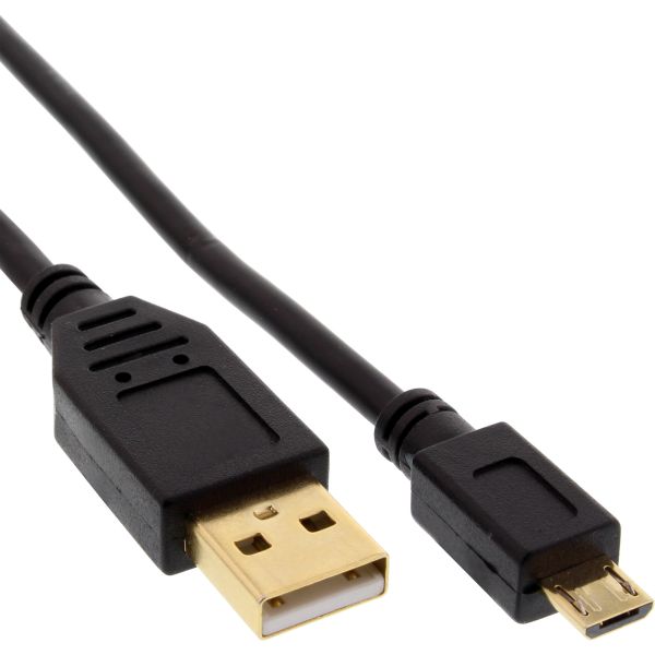 InLine® Micro-USB 2.0 Kabel, USB-A Stecker an Micro-B Stecker, vergoldete Kontakte, 0,3m
