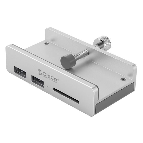 Aluminium USB 3.0 Hub mit 2x USB-A und Kartenleser - Clip-on Design