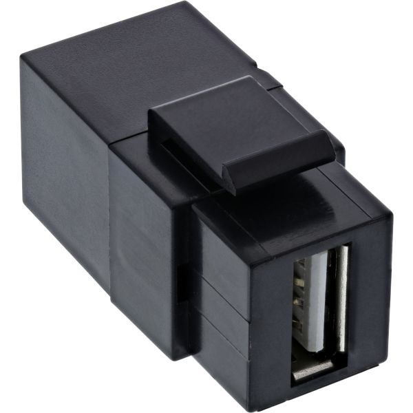 InLine® USB 2.0 Keystone Snap-In Einsatz, USB-A Buchse / Buchse, gewinkelt, schwarz