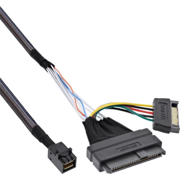 InLine® U.2 Anschlusskabel, SSD mit U.2 (SFF-8639) an SFF-8643 + Strom, 1m