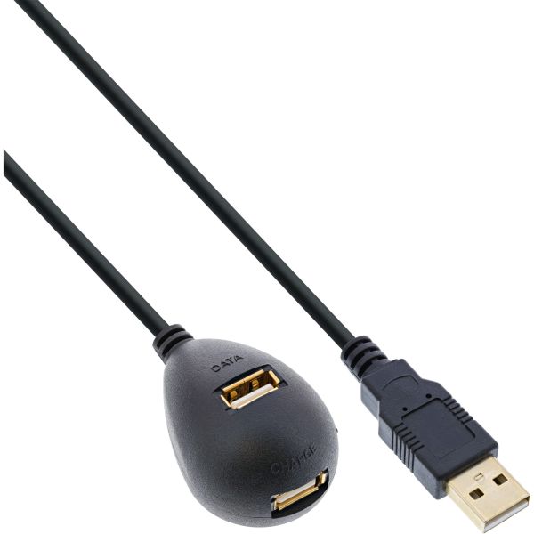 InLine® USB 2.0 Verlängerung, Stecker / Buchse, Typ A, schwarz, mit Standfuss, 3m