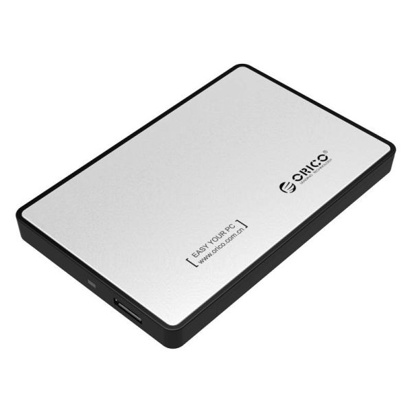 Festplattengehäuse 2,5 Zoll / Metall und Kunststoff / HDD / SSD / USB3.0 / Silber