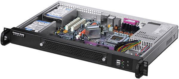 19 Zoll 1HE Servergehäuse IPC C130 sehr kurzes (30cm) Gehäuse mit 250 Watt PSU f. Mini-ITX und Atom